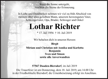 Traueranzeige von Lothar Richter von Siegener Zeitung