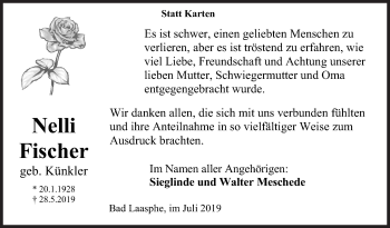 Traueranzeige von Nelli Fischer von Siegener Zeitung