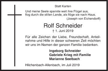 Traueranzeige von Rolf Schneider von Siegener Zeitung