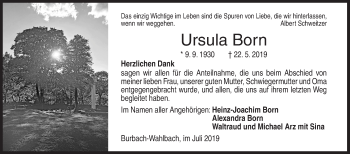 Traueranzeige von Ursula Born von Siegener Zeitung