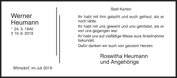 Traueranzeige von Werner Heumann von Siegener Zeitung