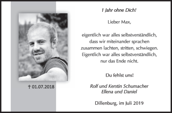 Traueranzeige von Maximilian Schumacher von Siegener Zeitung