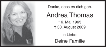 Traueranzeige von Andrea Thomas von Siegener Zeitung