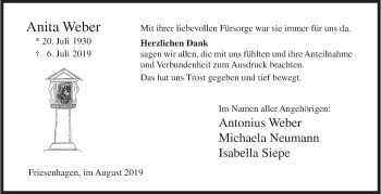 Traueranzeige von Anita Weber von Siegener Zeitung