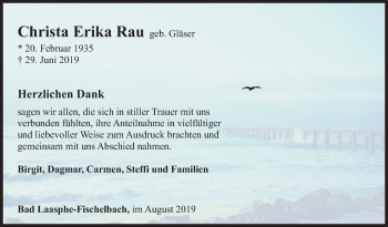 Traueranzeige von Christa Erika Rau von Siegener Zeitung