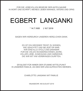 Traueranzeige von Egbert Langanki von Siegener Zeitung