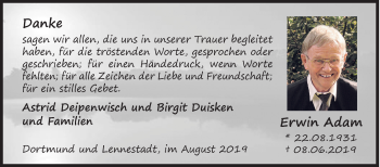 Traueranzeige von Erwin Adam von Siegener Zeitung