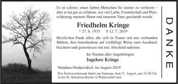 Traueranzeige von Friedhelm Kringe von Siegener Zeitung