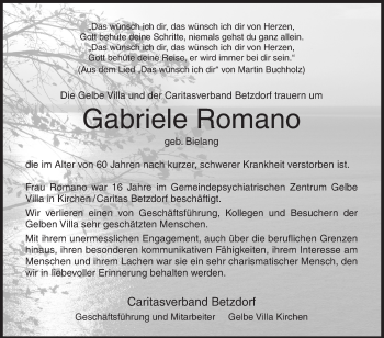 Traueranzeige von Gabriele Romano von Siegener Zeitung