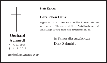Traueranzeige von Gerhard Schmidt von Siegener Zeitung