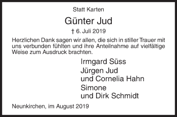 Traueranzeige von Günter Jud von Siegener Zeitung