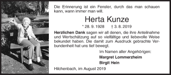 Traueranzeige von Herta Kunze von Siegener Zeitung