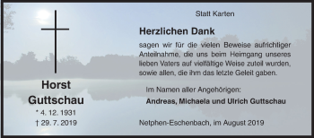 Traueranzeige von Horst Guttschau von Siegener Zeitung