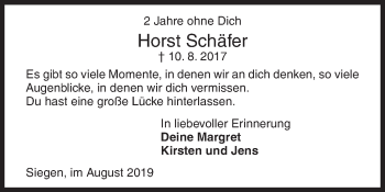 Traueranzeige von Horst Schäfer von Siegener Zeitung