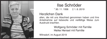 Traueranzeige von Ilse Schröder von Siegener Zeitung