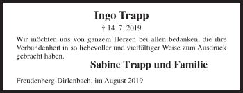 Traueranzeige von Ingo Trapp von Siegener Zeitung