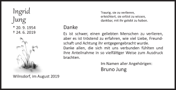 Traueranzeige von Ingrid Jung von Siegener Zeitung