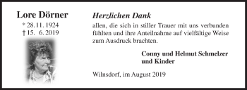 Traueranzeige von Lore Dörner von Siegener Zeitung
