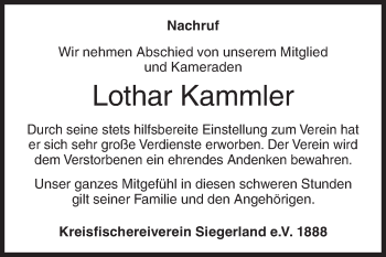 Traueranzeige von Lothar Kammler von Siegener Zeitung