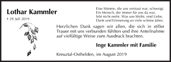Traueranzeige von Lothar Kammler von Siegener Zeitung