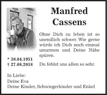 Traueranzeige von Manfred Cassens von Siegener Zeitung