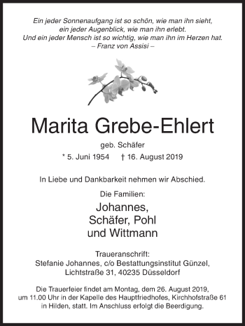 Traueranzeige von Marita Grebe-Ehlert von Siegener Zeitung