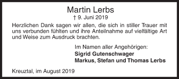 Traueranzeige von Martin Lerbs von Siegener Zeitung