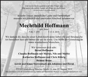 Traueranzeige von Mechthild Hoffmann von Siegener Zeitung