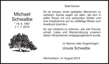 Traueranzeige von Michael Schwalbe von Siegener Zeitung