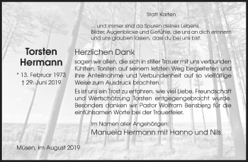 Traueranzeige von Torsten Hermann von Siegener Zeitung
