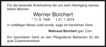 Traueranzeige von Werner Borchert von Siegener Zeitung
