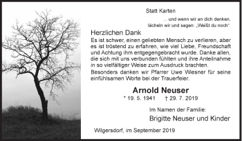 Traueranzeige von Arnold Neuser von Siegener Zeitung