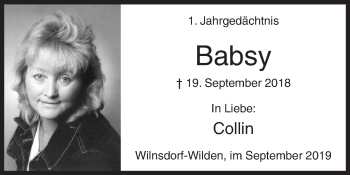 Traueranzeige von Babsy  von Siegener Zeitung