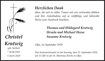 Traueranzeige von Christel Krutwig von Siegener Zeitung