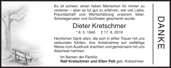 Traueranzeige von Dieter Kretschmer von Siegener Zeitung