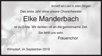 Traueranzeige von Elke Manderbach von Siegener Zeitung