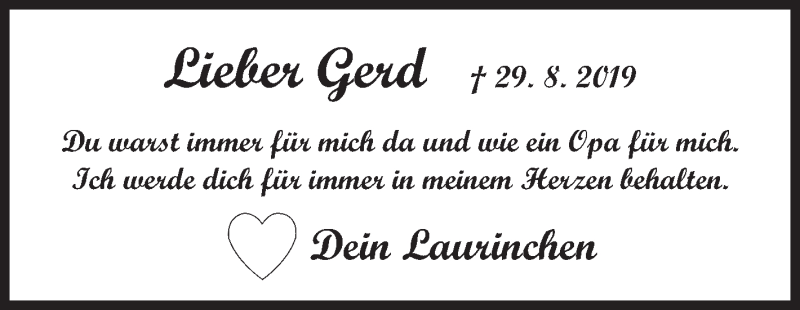  Traueranzeige für Gerd Mockenhaupt vom 06.09.2019 aus Siegener Zeitung