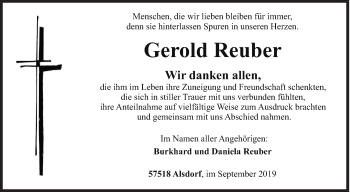 Traueranzeige von Gerold Reuber von Siegener Zeitung