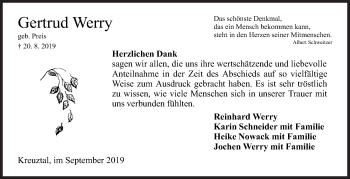 Traueranzeige von Gertrud Werry von Siegener Zeitung