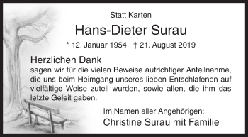 Traueranzeige von Hans-Dieter Surau von Siegener Zeitung