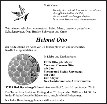 Traueranzeige von Helmut Otto von Siegener Zeitung