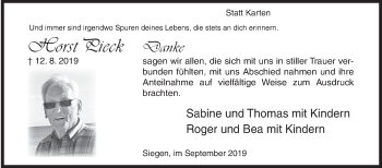 Traueranzeige von Horst Pieck von Siegener Zeitung
