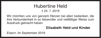 Traueranzeige von Hubertine Held von Siegener Zeitung