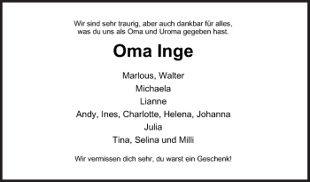 Traueranzeige von Inge Kurth von Siegener Zeitung