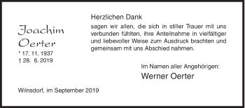 Traueranzeige von Joachim Oerter von Siegener Zeitung