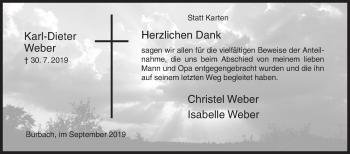 Traueranzeige von Karl-Dieter Weber von Siegener Zeitung