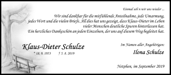 Traueranzeige von Klaus-Dieter Schulze von Siegener Zeitung