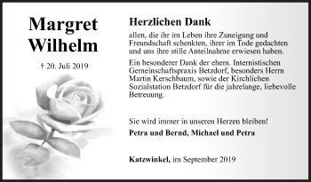 Traueranzeige von Margret Wilhelm von Siegener Zeitung