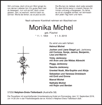 Traueranzeige von Monika Michel von Siegener Zeitung