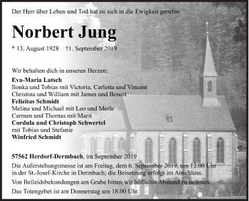 Traueranzeige von Norbert Jung von Siegener Zeitung